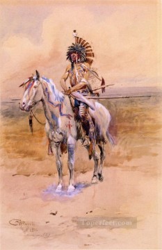  Warrior Painting - mandan warrior 1906 Charles Marion Russell